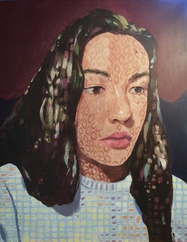This acrylic painting is a self-portrait by October Artist of the Month, junior Sophia Gard