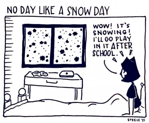 A student wakes up to snow! ... only to remember that virtual learning is still an option.