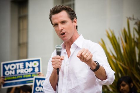 Pictured above is California Governor Gavin Newsom. Newsom broke his own coronavirus rules after dining at a restaurant with a dozen other maskless guests.