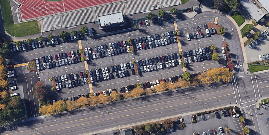 Jesuits Cronin lot packs over 300 parking spaces into the area between SW Beaverton-Hillsdale Hwy. and the Press Box.