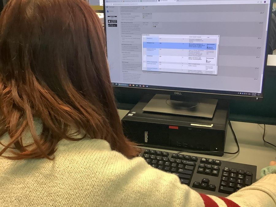 A student explores the elective options on her forecasting page.