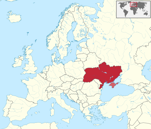 Map of Ukraine in Eastern Europe. Depicts proximity to Russia as a result of Ukraine being apart of the former Soviet Union.