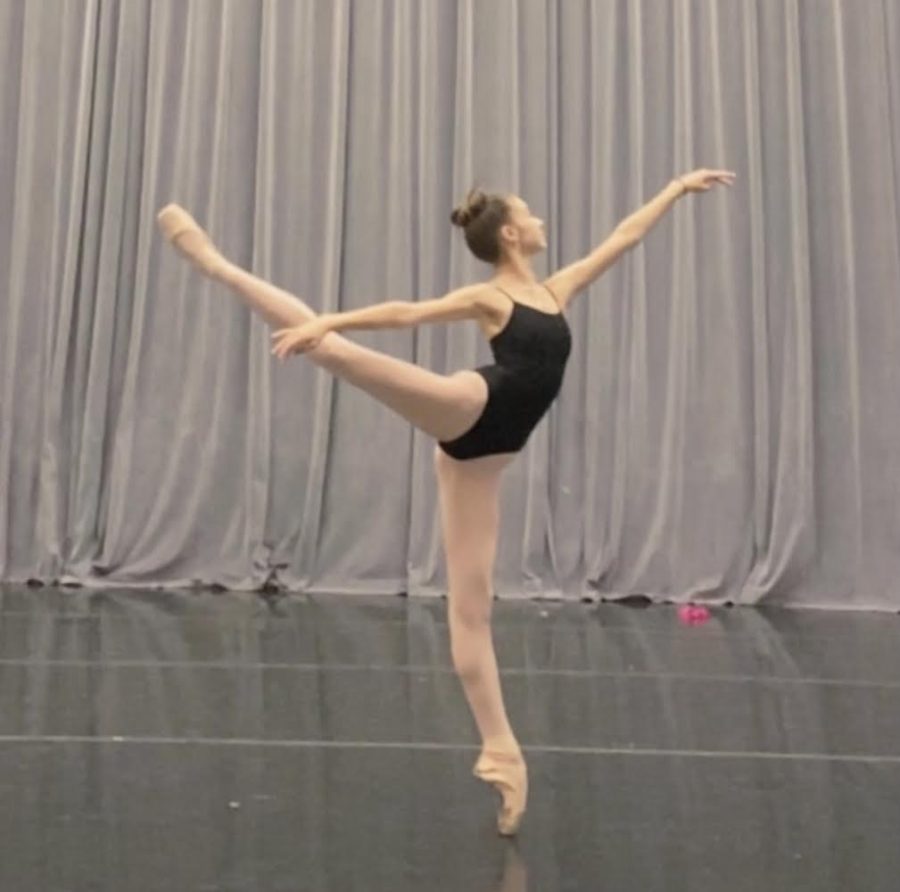 Elliana Kluherz, a Jesuit student who dances outside of school, doing ballet. 