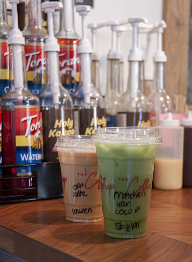 Try our favorite drinks— an iced oat milk latte and an iced coconut milk matcha.