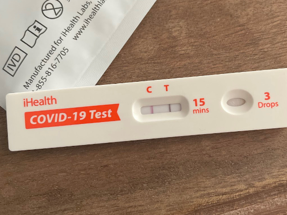 My positive COVID test that I got on the first day of school. Photo courtesy of Allie Ruden. 