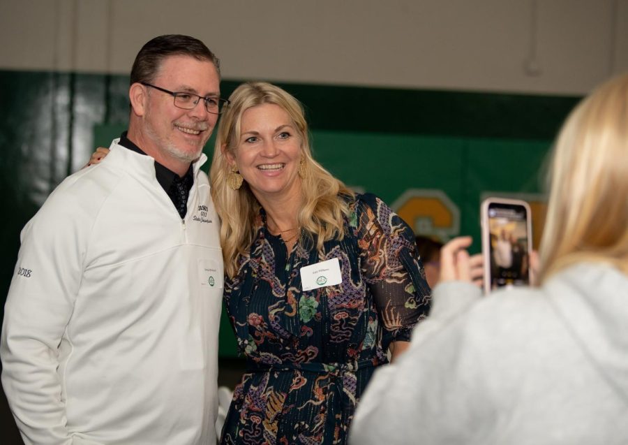 Katy Williams and Konrad Reinhardt reunite at the Hall of Fame Luncheon.