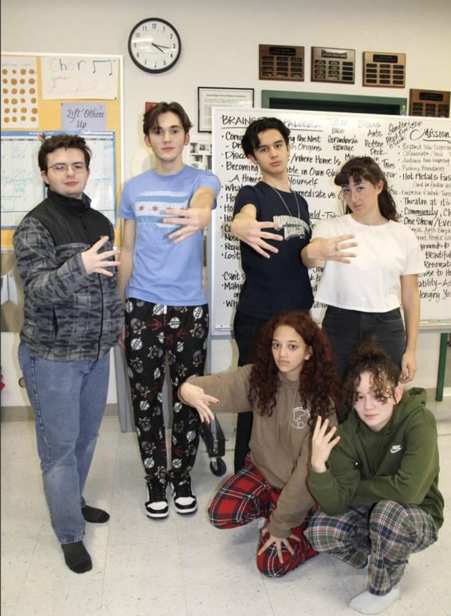 Playwrights for the 24 Hour Plays, from left to right, back to front: Andrew Boschert, Noah O’Mahony, Kekoa Dowsett, Sophia Marthaller, Elena Dinguis, Lizzy Dellit 
