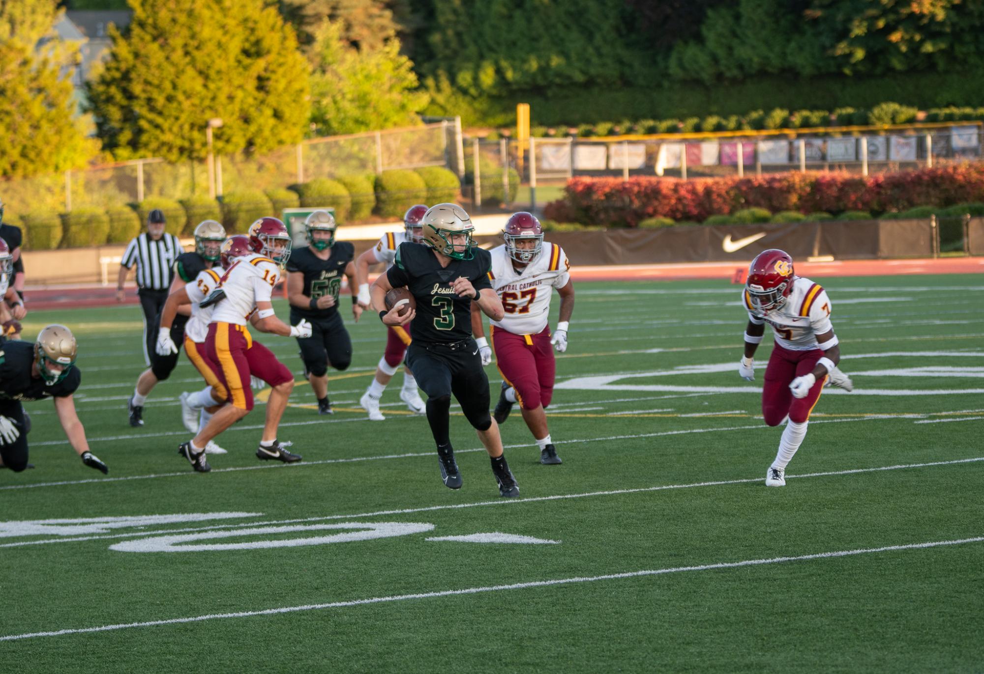 Trey Cleeland breaks away through the line for a big gain.