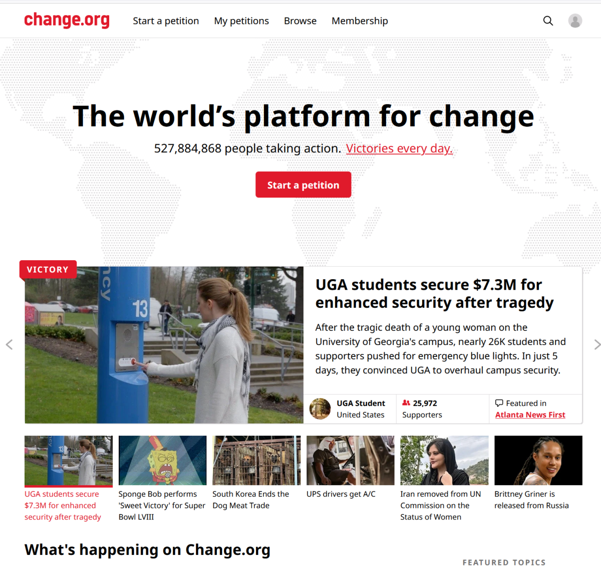 Change.org, an online petition making site. Jesuit students had a petition to cancel finals in late January. 