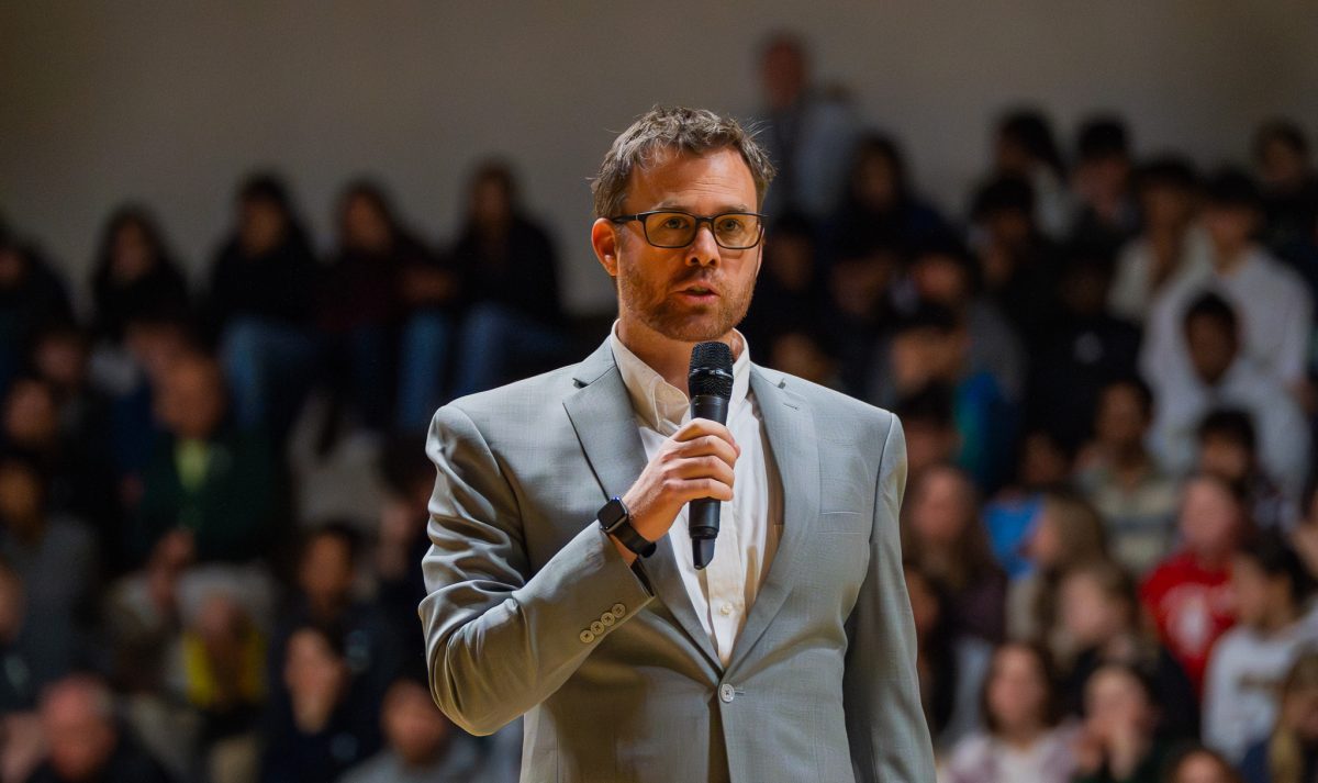 Wagner gave a keynote speech to Jesuit High School on Wednesday, March 13 detailing how he sees AI impacting the coming educational landscape (courtesy Mr. Falkner)
