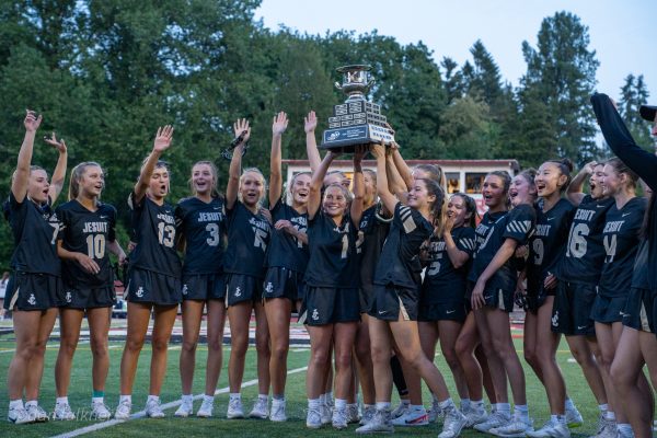 Jesuit womens lacrosse beat Lake Oswego 12-9 to win the 2024 OGLA state championship.