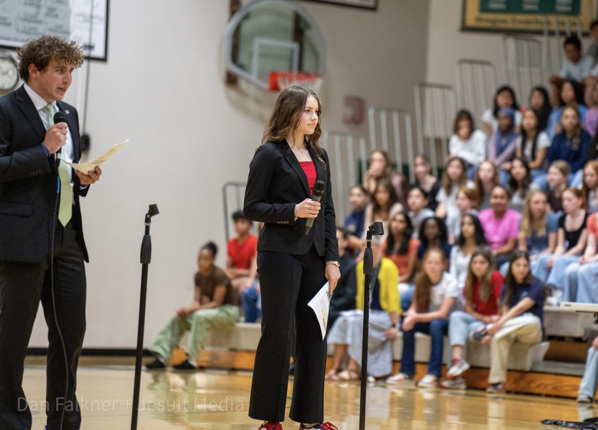 Lucy Robb speaking in 2024 Welcome Assembly