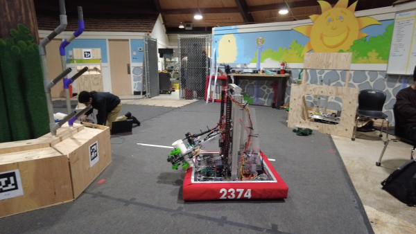 A picture of the Robotics robot in the new Robotics space.