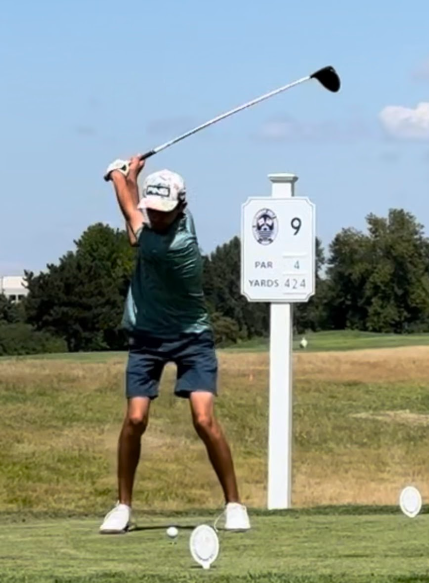 Jack Harrington's back swing as he tee's off at Trysting Tree Golf Course. Courtesy of Jack Harrington.