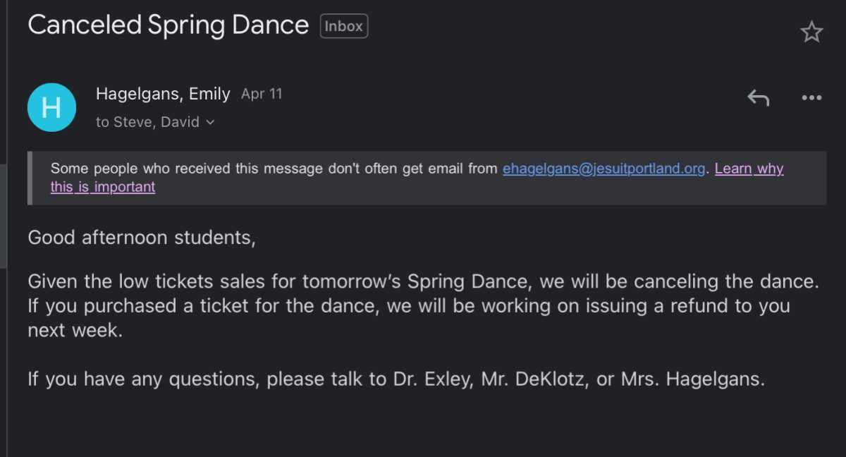 Why was the spring dance cancelled?