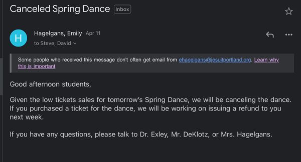 Why was the spring dance cancelled?